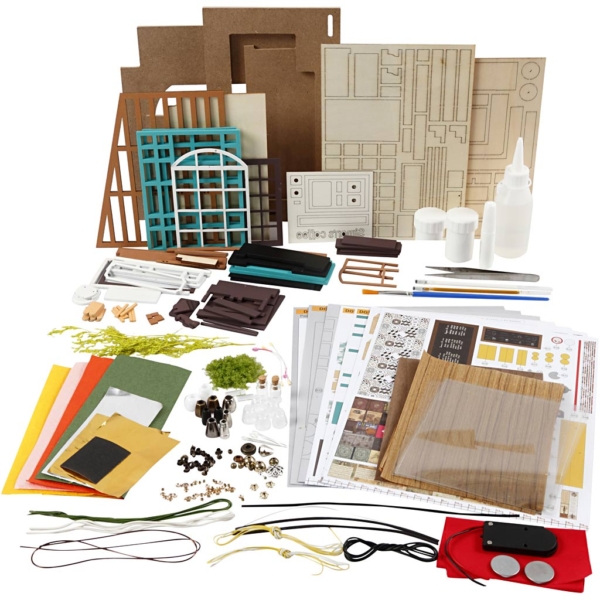 DIY-Miniatur-Zimmer, Kaffeestube, H 19 cm, L 22,6 cm, B 19,4 cm, 1 Stk – Bild 5