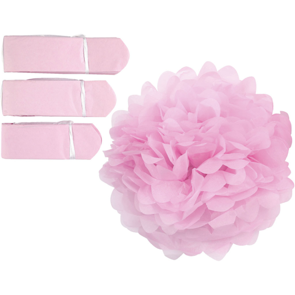 Seidenpapier-Pompons, D 20+24+30 cm, 16 g, Rosa, 3 Stk/ 1 Pck