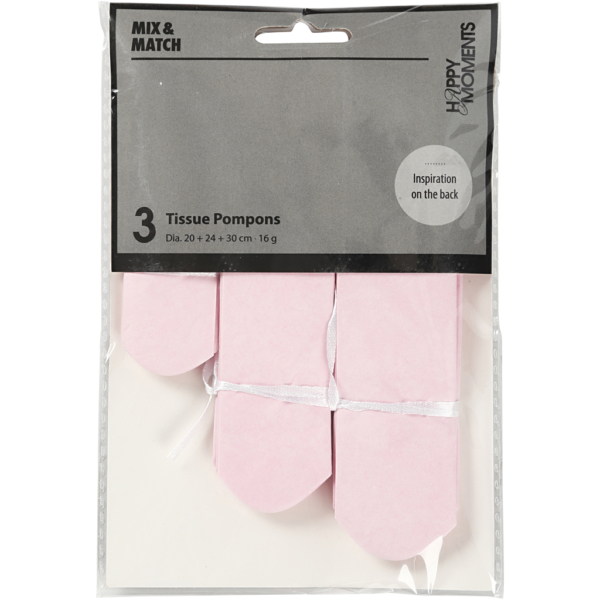Seidenpapier-Pompons, D 20+24+30 cm, 16 g, Rosa, 3 Stk/ 1 Pck – Bild 3
