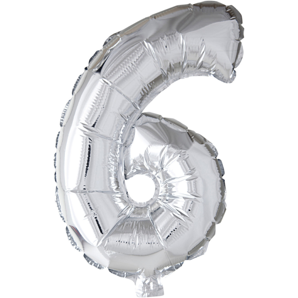 Folienballon, 6, H 41 cm, Silber, 1 Stk – Bild 3