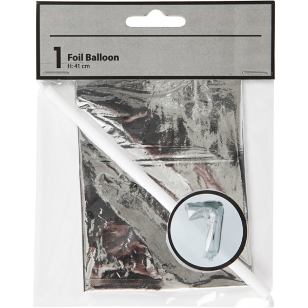 Folienballon, 7, H 41 cm, Silber, 1 Stk – Bild 2
