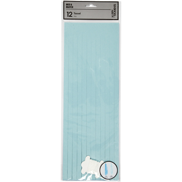 Papier-Quasten, Größe 12x35 cm, 14 g, Blau, Hellblau, 12 Stk/ 1 Pck – Bild 3