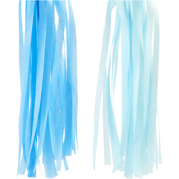 Papier-Quasten, Größe 12x35 cm, 14 g, Blau, Hellblau, 12 Stk/ 1 Pck – Bild 4