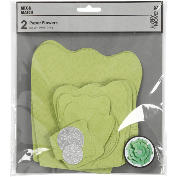Papierblumen, D 15+25 cm, 230 g, Grün, 2 Stk/ 1 Pck – Bild 3