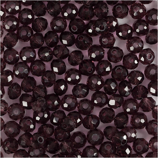 Glasschliffperlen, D 4 mm, Lochgröße 1 mm, Flieder, 45 Stk/ 1 Pck