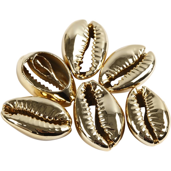 Muschelperlen, L 20 mm, Vergoldet, 6 Stk/ 1 Pck – Bild 2