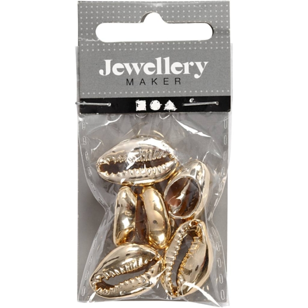 Muschelperlen, L 20 mm, Vergoldet, 6 Stk/ 1 Pck – Bild 3