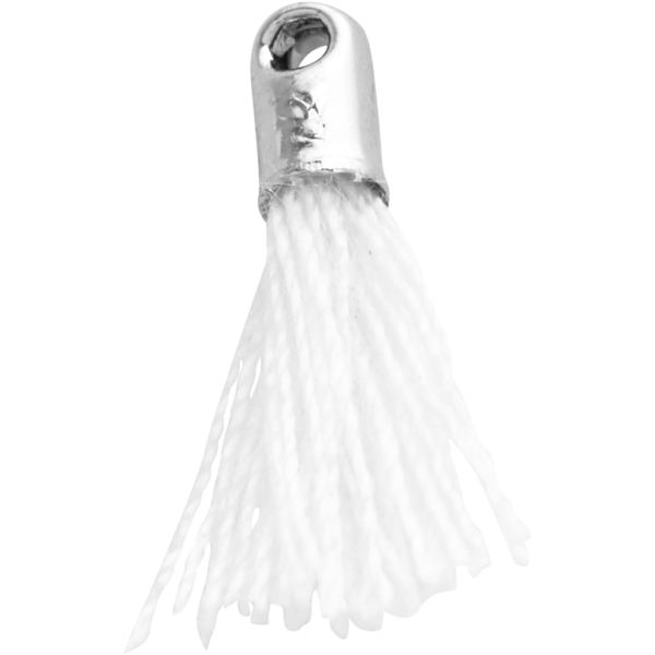 Baumwoll-Troddel, L 10 mm, Lochgröße 1 mm, Weiß, 5 Stk/ 1 Pck – Bild 4
