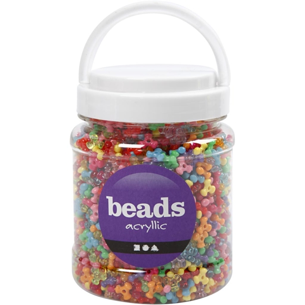 Kunststoffperlen-Mix, D 10 mm, Lochgröße 2 mm, Sortierte Farben, 700 ml/ 1 Dose, 385 g – Bild 3