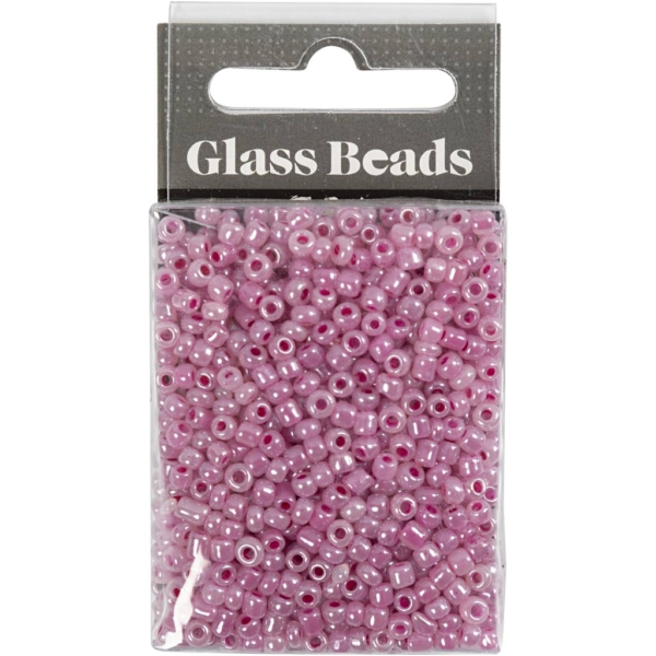 Rocailleperlen, D 3 mm, Größe 8/0 , Lochgröße 0,6-1,0 mm, Pink, 25 g/ 1 Pck – Bild 3