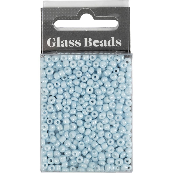 Rocailleperlen, D 3 mm, Größe 8/0 , Lochgröße 0,6-1,0 mm, Hellblau, 25 g/ 1 Pck – Bild 2