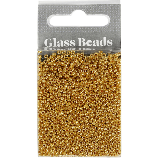 Rocailleperlen, D 1,7 mm, Größe 15/0 , Lochgröße 0,5-0,8 mm, Messing, 25 g/ 1 Pck – Bild 2