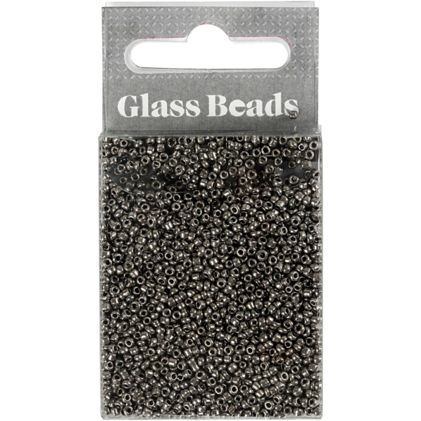 Rocailleperlen, D 1,7 mm, Größe 15/0 , Lochgröße 0,5-0,8 mm, Grau Metall, 25 g/ 1 Pck – Bild 2
