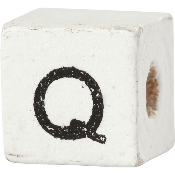 Buchstaben-Perle, Q, Größe 8x8 mm, Lochgröße 3 mm, Weiß, 25 Stk/ 1 Pck – Bild 4