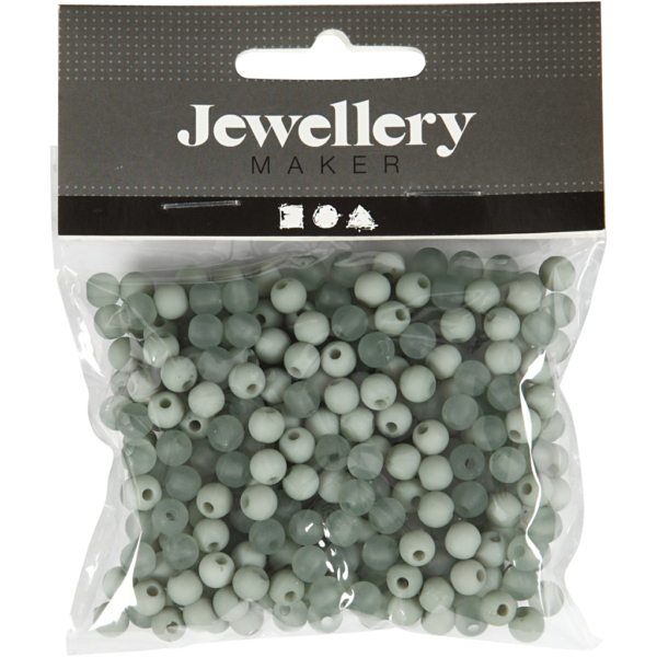 Kunststoffperlen, D 6 mm, Lochgröße 2 mm, Hellgrün, 40 g/ 1 Pck – Bild 2