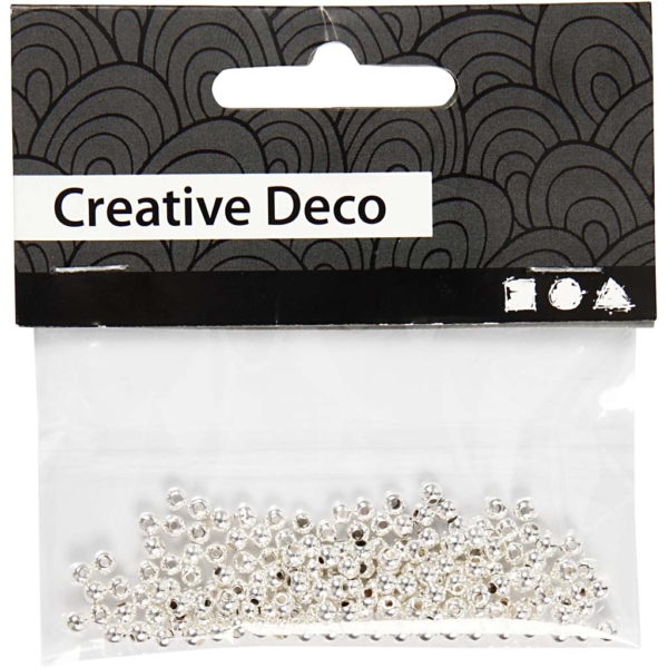 Wachsperlen, D 3 mm, Lochgröße 0,7 mm, Silber, 150 Stk/ 1 Pck – Bild 2