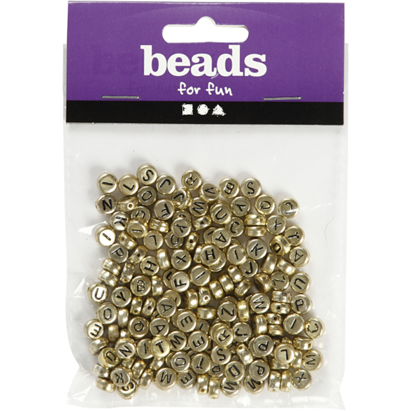 Buchstaben-Perlen, D 7 mm, Lochgröße 1,2 mm, Gold, 21 g/ 1 Pck – Bild 2