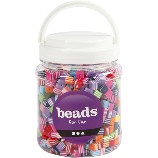 Perlenmischung , Größe 8x8 mm, Lochgröße 2,5 mm, 700 ml/ 1 Dose, 500 g – Bild 3