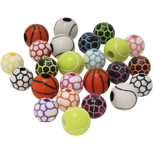 Sportball-Perlen, D 10+11 mm, Lochgröße 1,5+3 mm, 270 g/ 1 Pck – Bild 3