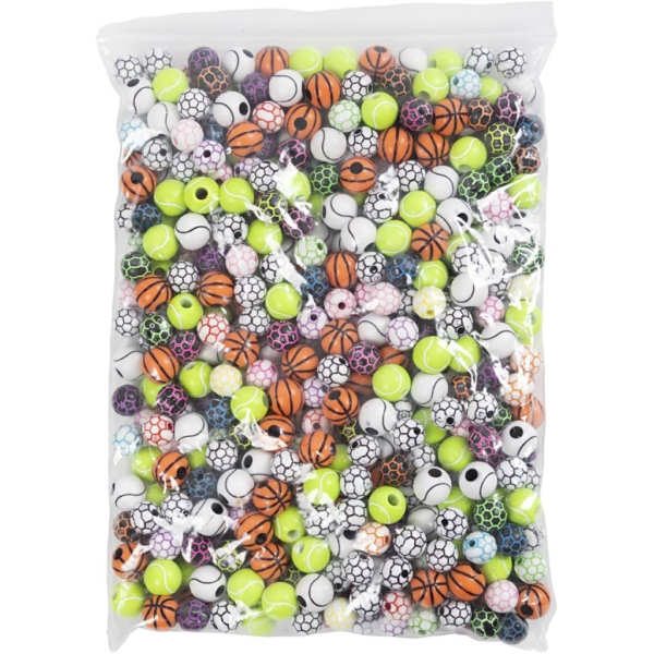 Sportball-Perlen, D 10+11 mm, Lochgröße 1,5+3 mm, 270 g/ 1 Pck – Bild 2