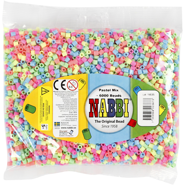 Bügelperlen, Größe 5x5 mm, Lochgröße 2,5 mm, medium, Pastellfarben, 6000 sort./ 1 Pck – Bild 2