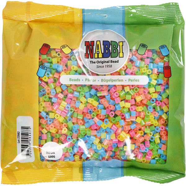 Bügelperlen, Größe 5x5 mm, Lochgröße 2,5 mm, medium, Neonfarben, 6000 sort./ 1 Pck – Bild 2