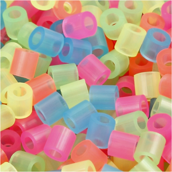 Bügelperlen, Größe 5x5 mm, Lochgröße 2,5 mm, medium, Neonfarben, 6000 sort./ 1 Pck – Bild 3
