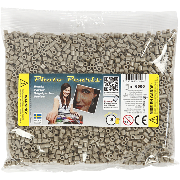 Fotoperlen, Größe 5x5 mm, Lochgröße 2,5 mm, medium, Aschgrau (8), 6000 Stk/ 1 Pck – Bild 2
