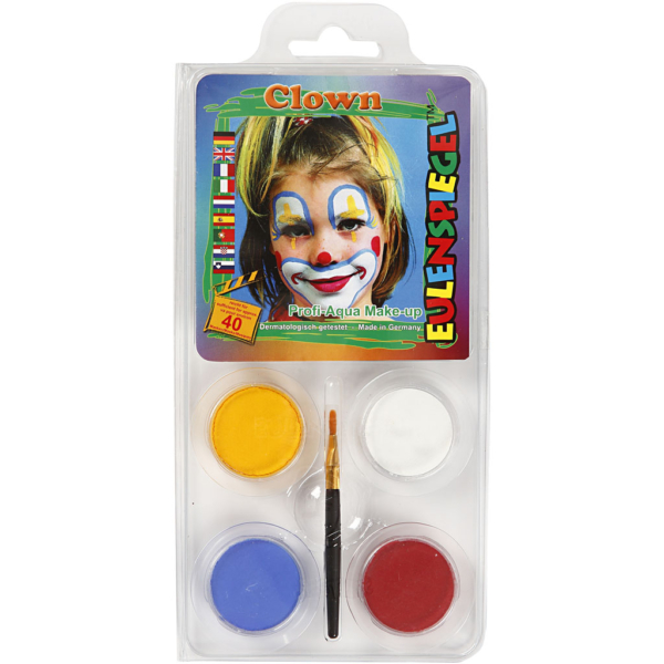 Eulenspiegel Gesichtsschminke - Motivset, Clown, Sortierte Farben, 1 Set – Bild 4
