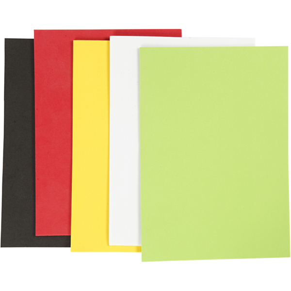 Moosgummi-Blätter, A5, 148x210 mm, Dicke 2 mm, Sortierte Farben, 5 Bl./ 1 Pck