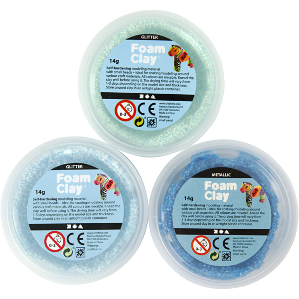 Foam Clay® , Glitter,Metallic, Blau, Hellblau, Grün, 3x14 g/ 1 Pck – Bild 2