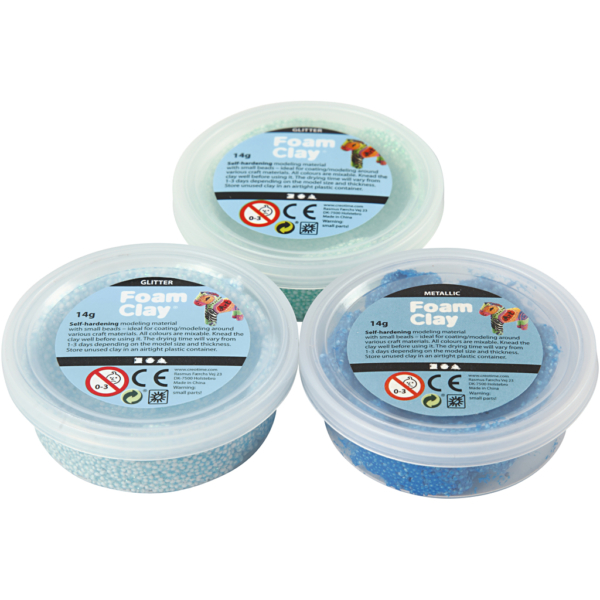 Foam Clay® , Glitter,Metallic, Blau, Hellblau, Grün, 3x14 g/ 1 Pck – Bild 6