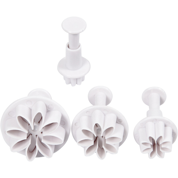 Ausstecher mit Stempelgriff, Blume, D 2,3+2,8+3,6+4,4 cm, Weiß, 4 Stk/ 1 Pck – Bild 2