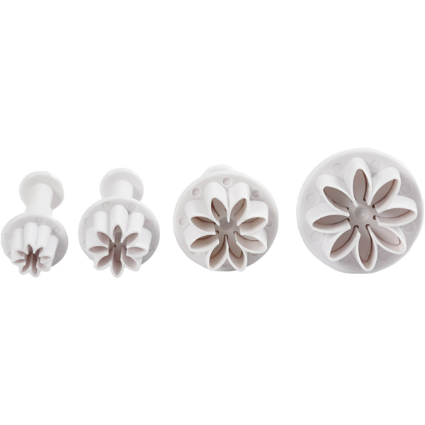 Ausstecher mit Stempelgriff, Blume, D 2,3+2,8+3,6+4,4 cm, Weiß, 4 Stk/ 1 Pck – Bild 4