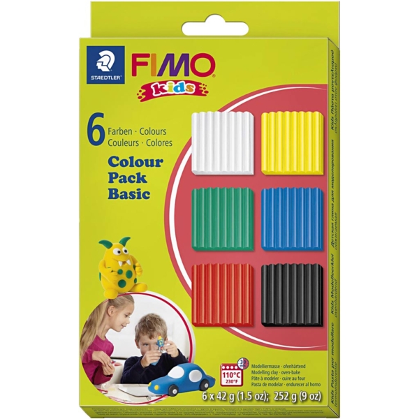 FIMO® Kids Clay, Standard-Farben, 6x42 g/ 1 Pck