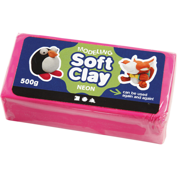 Knetmasse, Größe 13x6x4 cm, Neonpink, 500 g/ 1 Pck – Bild 2