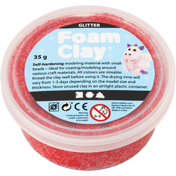 Foam Clay® , Glitter, Rot, 35 g/ 1 Dose