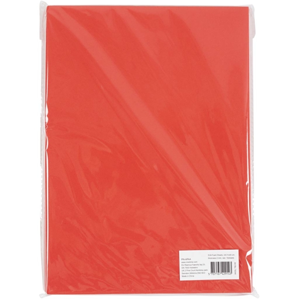 EVA-Schaumstoff, A4, 210x297 mm, Dicke 2 mm, Rot, 10 Bl./ 1 Pck – Bild 3