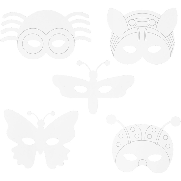 Insekten-Masken, H 14-17 cm, B 19,5-23 cm, 230 g, Weiß, 16 Stk/ 1 Pck
