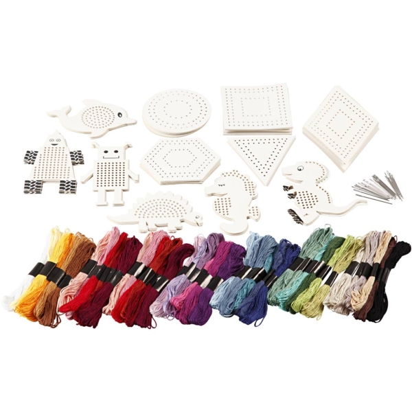 Stickfiguren und -garn, Größe 8-17 cm, Sortierte Farben, 1 Set – Bild 2