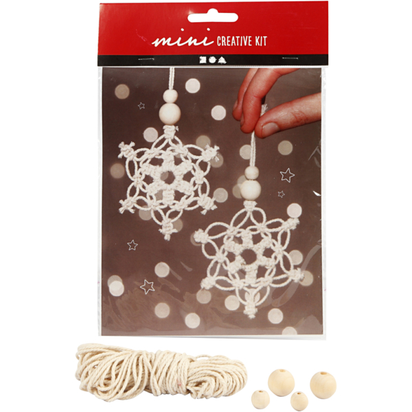 Mini Kreativ Set, Schneeflocke aus Macramé, H 10 cm, 1 Pck