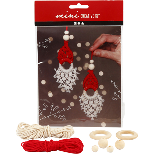 Mini Kreativ Set, Weihnachtswichtel aus Macramé, H 14 cm, 1 Pck
