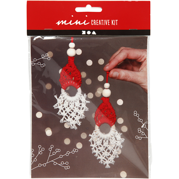 Mini Kreativ Set, Weihnachtswichtel aus Macramé, H 14 cm, 1 Pck – Bild 2