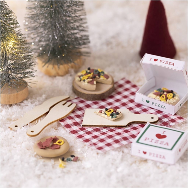 Mini Kreativ Set Wichteltür, Pizza, 1 Pck – Bild 2