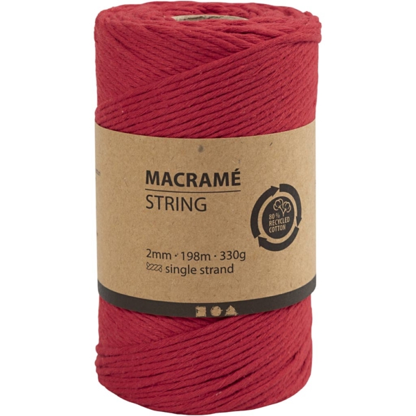 Macramé-Kordel, L 198 m, D 2 mm, Rot, 330 g/ 1 Rolle – Bild 2