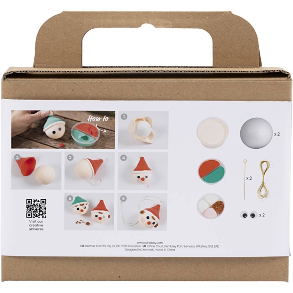 Mini Kreativ Set Weihnachtskugeln, Rote und grüne Wichtel, 1 Pck – Bild 2