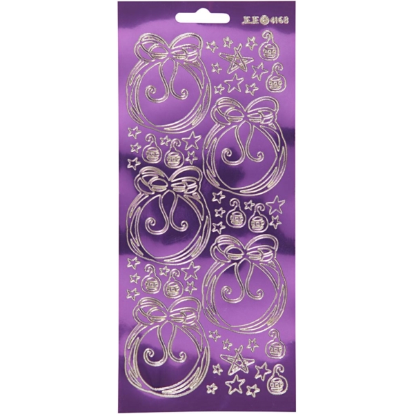 Sticker, Christbaumkugeln, 10x23 cm, Gold, Transparent Lila, 1 Bl.