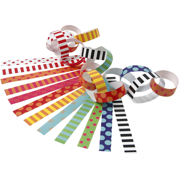 Papierketten, mit Muster, L 16 cm, B 15 mm, 400 Stk/ 1 Pck – Bild 3