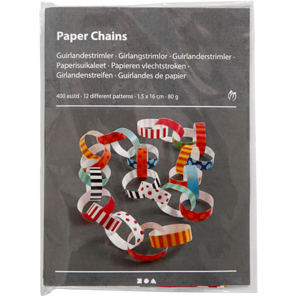 Papierketten, mit Muster, L 16 cm, B 15 mm, 400 Stk/ 1 Pck – Bild 5