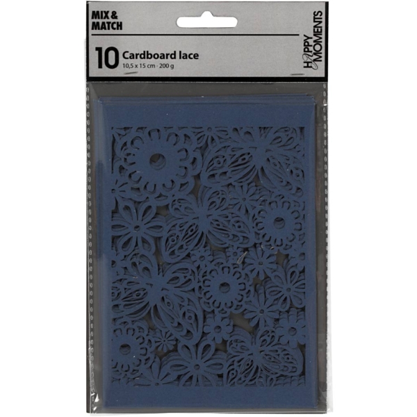 Karton mit Spitze, 10,5x15 cm, 200 g, Blau, 10 Stk/ 1 Pck – Bild 2